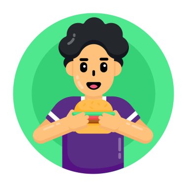 Donutlu bir adam ve bir fincan kahve. vektör illüstrasyonu.