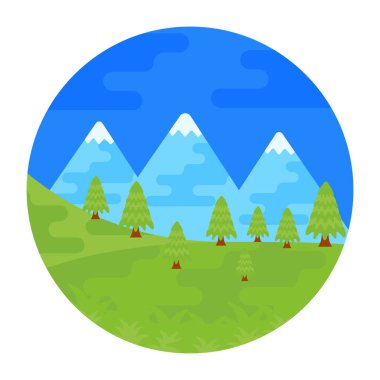 Dağlı ve ağaçlı manzara vektör illüstrasyon tasarımı