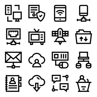 İş ve iletişim web simgesi seti, vektör illüstrasyonu