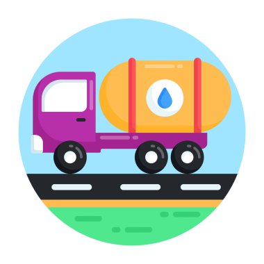 Mavi gökyüzü olan bir petrol kamyonu