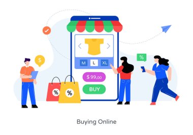 İnternet alışveriş konsepti. Düz tasarımın vektör illüstrasyonu