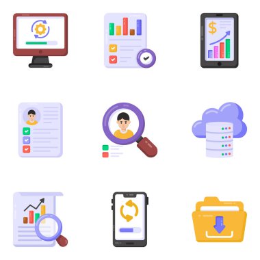 İş simgeleri ve sembolleri. vektör illüstrasyonu