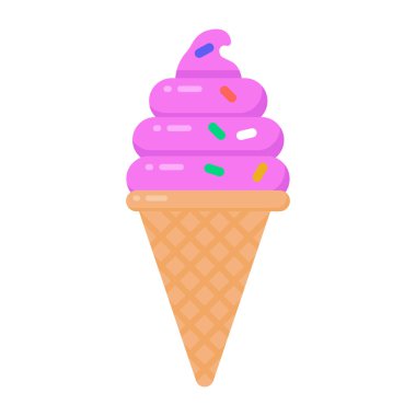Çikolata ve waffle külahlı dondurma külahı vektör çizim tasarımı