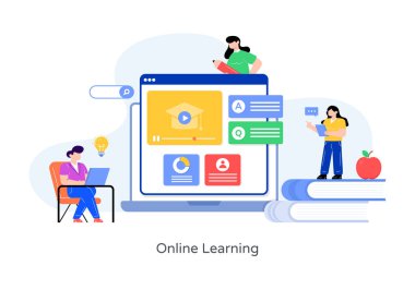 Online eğitim konsepti. Vektör çizimi. düz dizayn