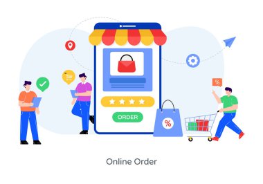 online shopping concept. vector illustration of a flat design.