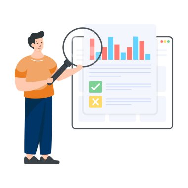 Büyüteç ve arama çubuğu çizimi olan adam