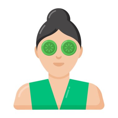 Kadın yüzü maskeli, vektör illüstrasyonu