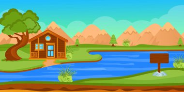 Nehirli güzel bir manzaranın tasviri