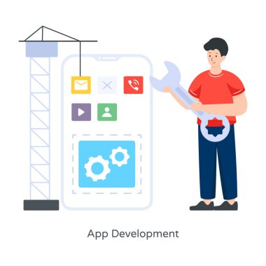 Akıllı telefon ve anahtar vektör çizim tasarımı olan bir adam