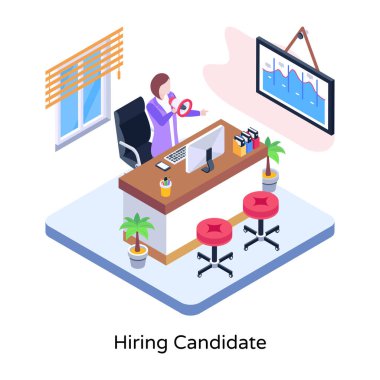 Modern ofis içinin izometrik çizimi