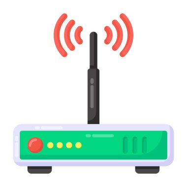 Kablosuz yönlendirici simgesi. İnternet için radyo anten vektör simgelerinin düz çizimi