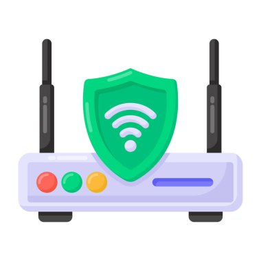 Wi-Fi ve asma kilit vektör çizimine sahip mobil güvenlik sistemi