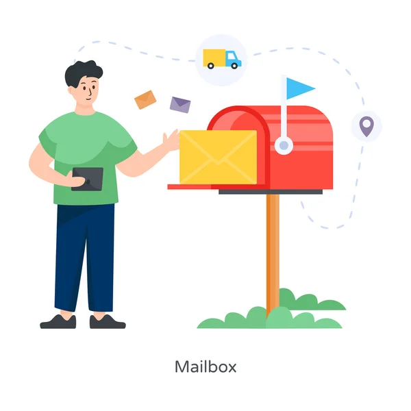 Homem Com Envelope Smartphone Com Design Ilustração Vetor Mensagem —  Vetores de Stock