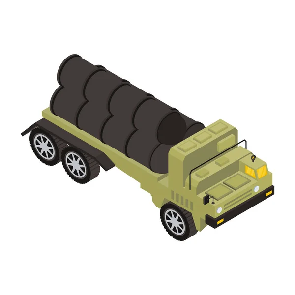 Ícone Tanque Militar Isométrica Uma Grande Pilha Diferentes Tipos Guerra — Vetor de Stock