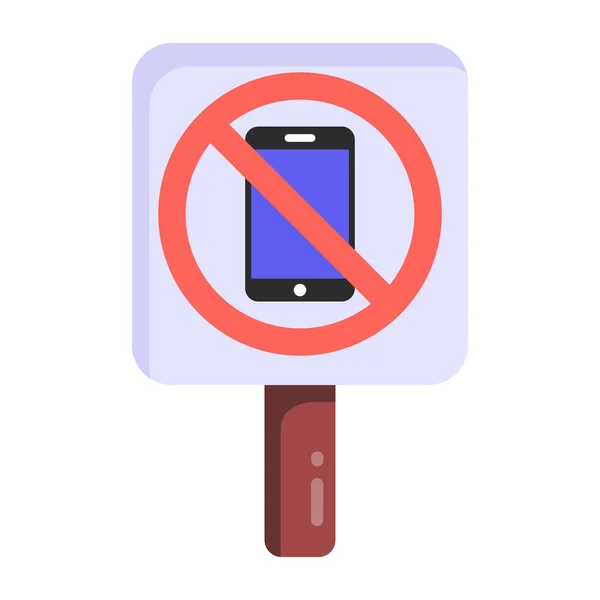 Žádný Mobilní Telefon Ikonou Znaku Plochá Ilustrace — Stockový vektor