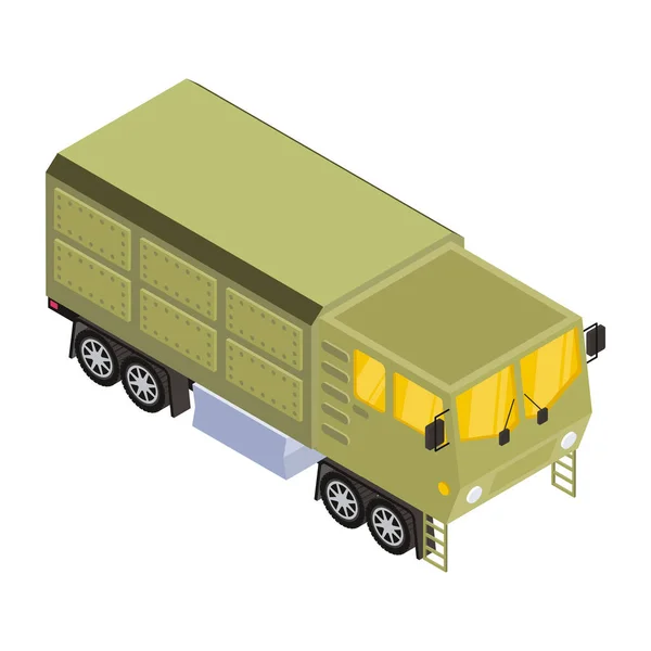 Illustrazione Vettoriale Isometrica Camion Militare — Vettoriale Stock