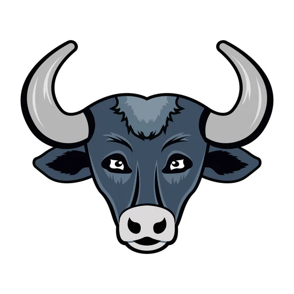 Cabeza Toro Con Cuernos Ilustración Vectorial — Vector de stock