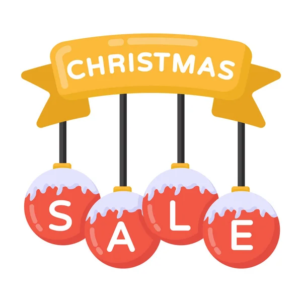 Christmas Sale Banner Hanging Shopping Cart Vector Illustration — Stock Vector