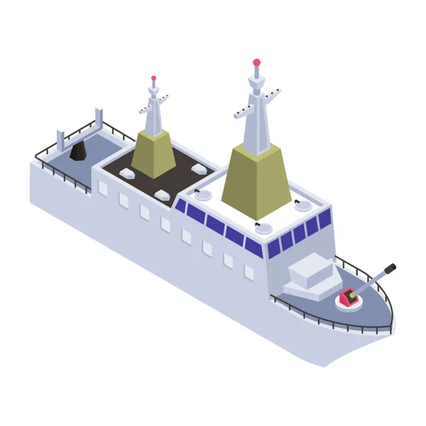 Isometric Vector Illustration Ship Tower World — Stockvector