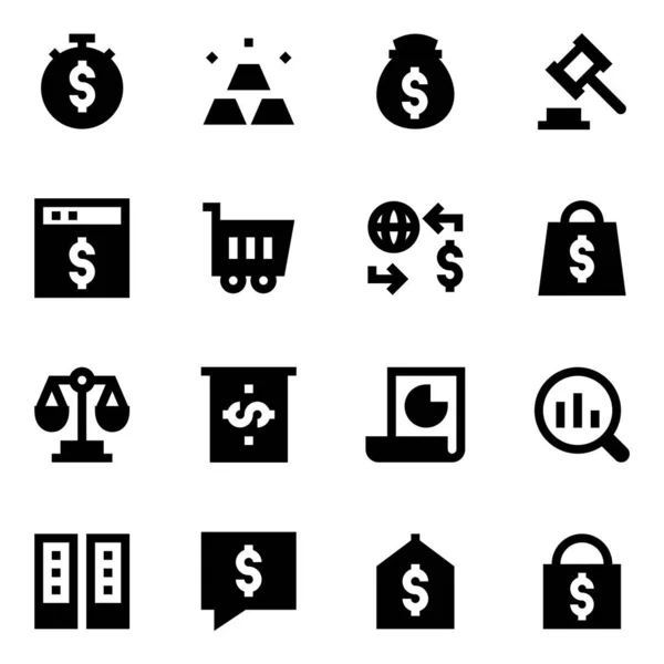 Εικονίδια Χρημάτων Έτοιμα Απλό Ύφος Του Επιχειρηματικό Διάνυσμα Εικονίδιο Για — Διανυσματικό Αρχείο