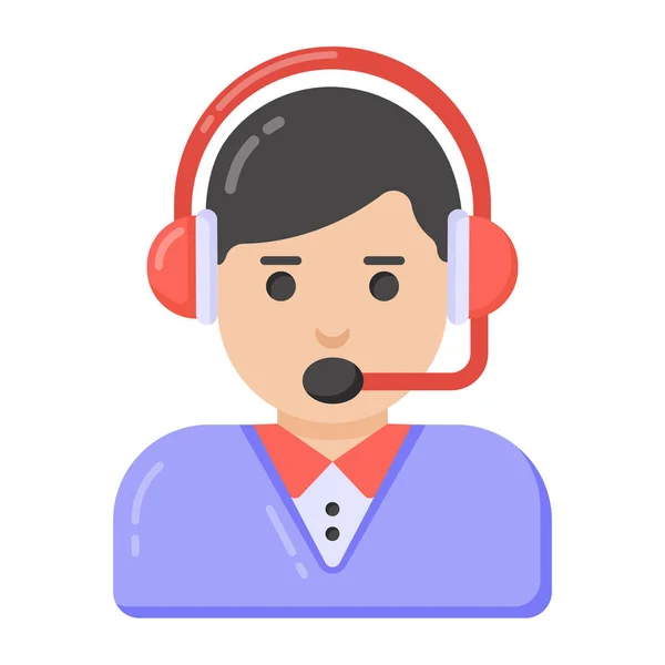 Callcenter Betreiber Mit Headset Und Kopfhörer Vektor Illustration — Stockvektor