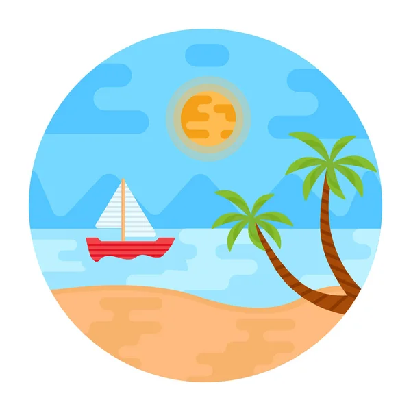 Plage Icône Web Illustration Simple — Image vectorielle