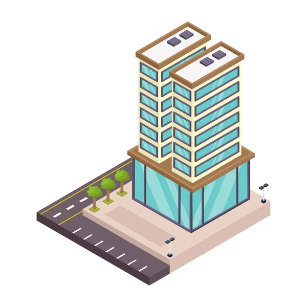 Ilustração Vetor Ícone Construção Cidade Isométrica — Vetor de Stock