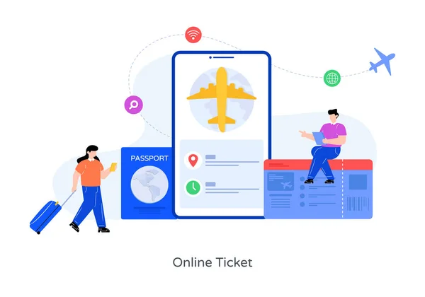 Landing Page Mit Menschen Online Shopping Reise Flug Flaches Design — Stockvektor