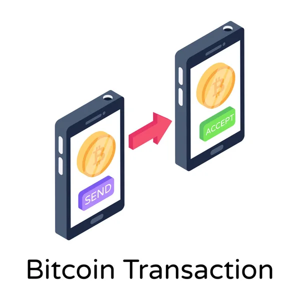 Mobiles Bezahlen Mit Bitcoin Vektor Illustration Design — Stockvektor