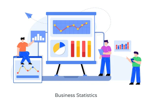 Επιχειρηματίες Γράφημα Και Στατιστικά Στοιχεία Εικονογράφηση Διανύσματος — Διανυσματικό Αρχείο