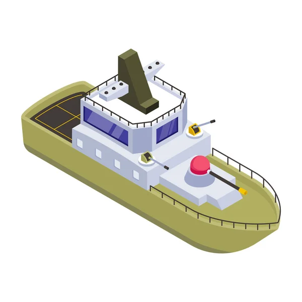ボート付き船舶の等方ベクトル図 — ストックベクタ