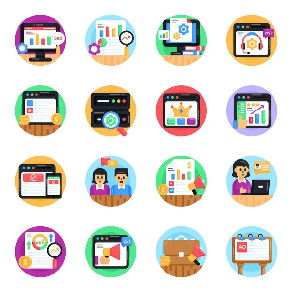 Business Flat Icons Für Web Und Mobile Anwendungen Marketing Moderne — Stockvektor