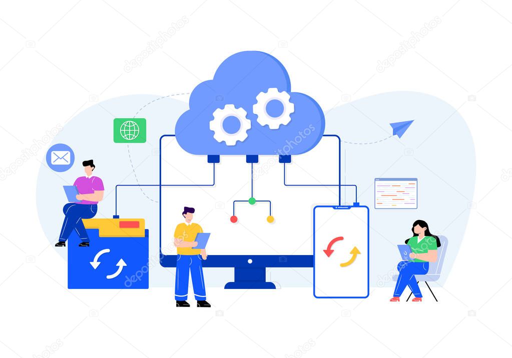 cloud computing and technology concept, vector illustration