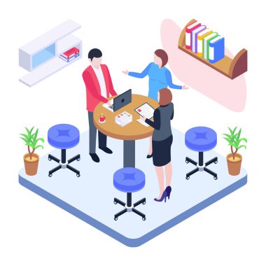 Ofis vektör illüstrasyon tasarımında çalışan iş adamları