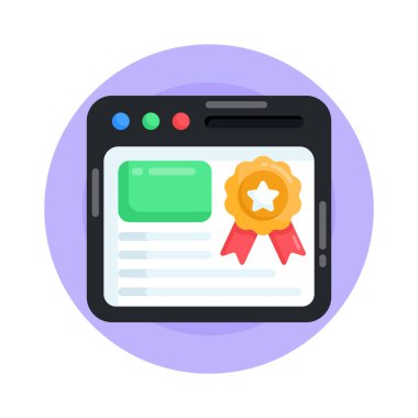 Online eğitim vektör simgesi. Düz çizim. 10 saniye.