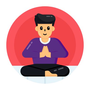 Lotus pozisyonunda oturan adam, vektör çizimi