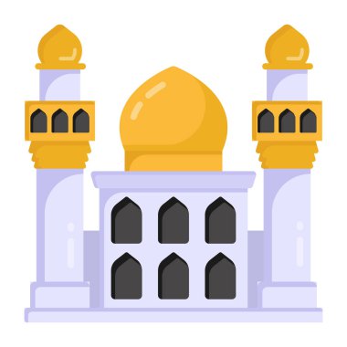 Beyaz arkaplanda karikatür tarzında cami simgesi var. din sembolü illüstrasyon.