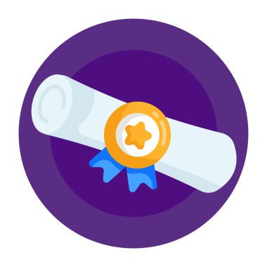 certificate of the graduation cap icon. flat illustration of paper roll vector icons for web design