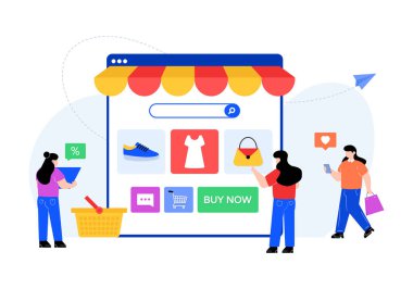 İnternet alışveriş konsepti. düz dizayn. vektör illüstrasyonu