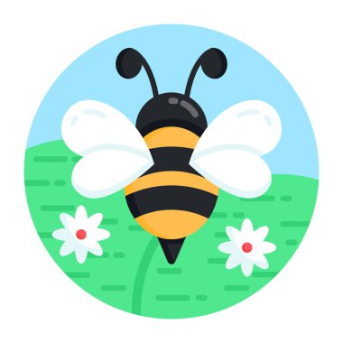 Arı böceği simgesi. Uğur böceği vektör çiziminin karikatürü. izole düz biçim