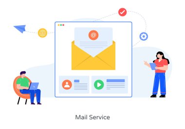 Akıllı telefon ve zarflı çevrimiçi alışveriş kavramı, vektör illüstrasyonu