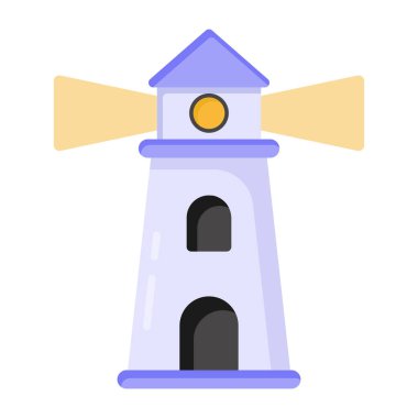 Deniz feneri. Web simgesi basit illüstrasyon