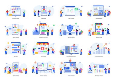 düz tasarım insanlar ikon vektör çizimi