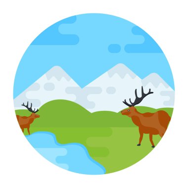 Çizgi film tarzında geyik simgesi izole edilmiş vektör çizimi