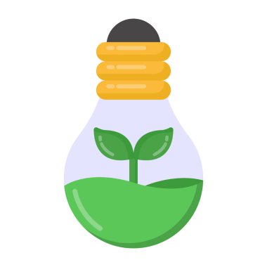 Yeşil bitki vektörü çizimi olan enerji lambası