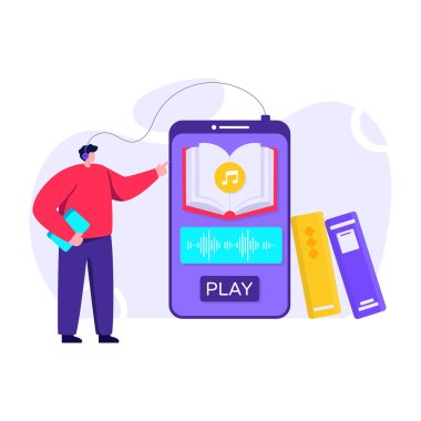 İnternet alışveriş konsepti. Akıllı telefonu ve tableti olan bir adam. vektör illüstrasyonu