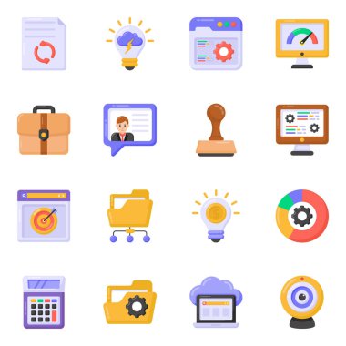 Web ve mobil uygulamalar için iş düz simgeleri