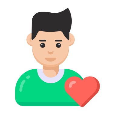 Kalp ikonu vektör illüstrasyon tasarımlı adam