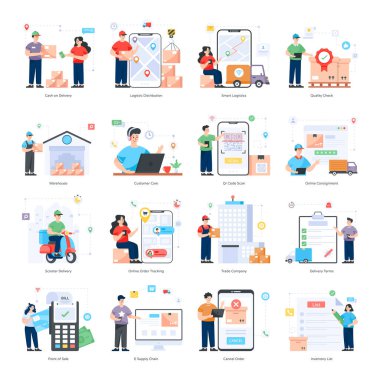 iş düz vektör simgesi belirlendi