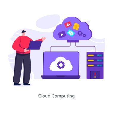 bulut hesaplama ve teknoloji konsepti, vektör illüstrasyonu